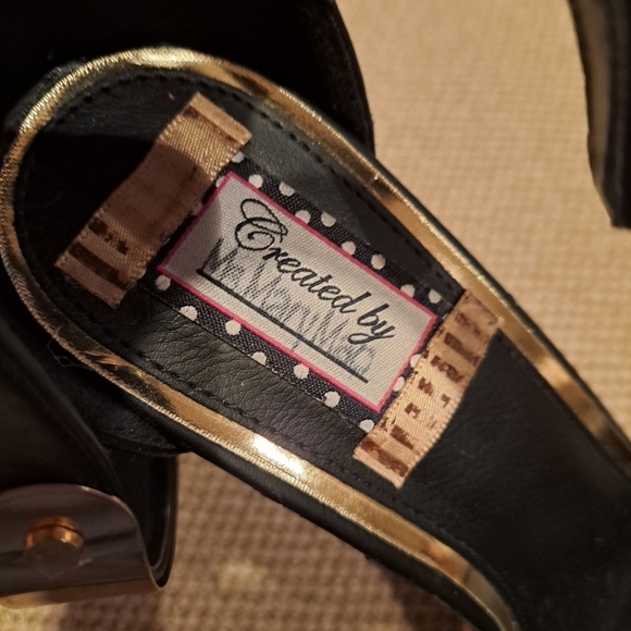 Ms. Mary Mac Blair hand designed platform sandals with gold plated ankle straps - Picture 7 of 11